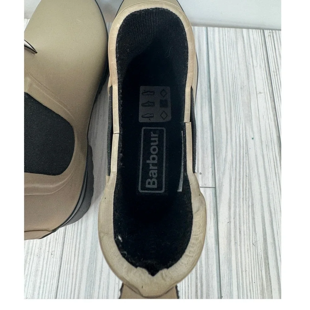 Barbour‎ Mallow Waterproof Chelsea Rainboots Lt Trench Black Women's Size 5